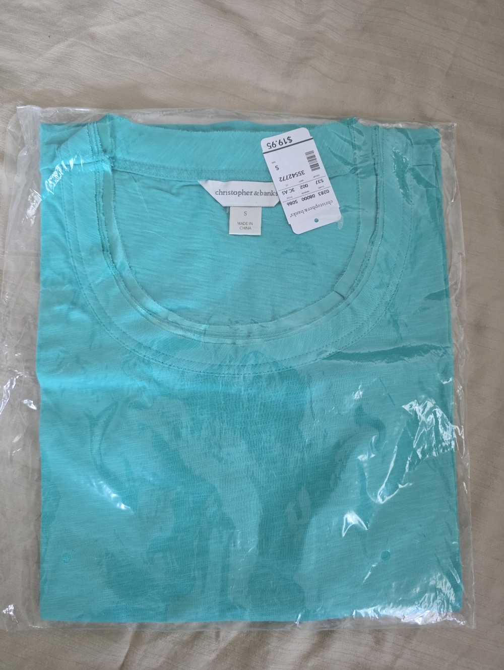 Christopher & Banks aqua scoop neck tee